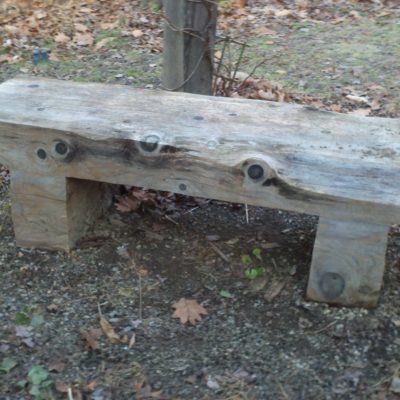 Carved Log Bench with Overhang